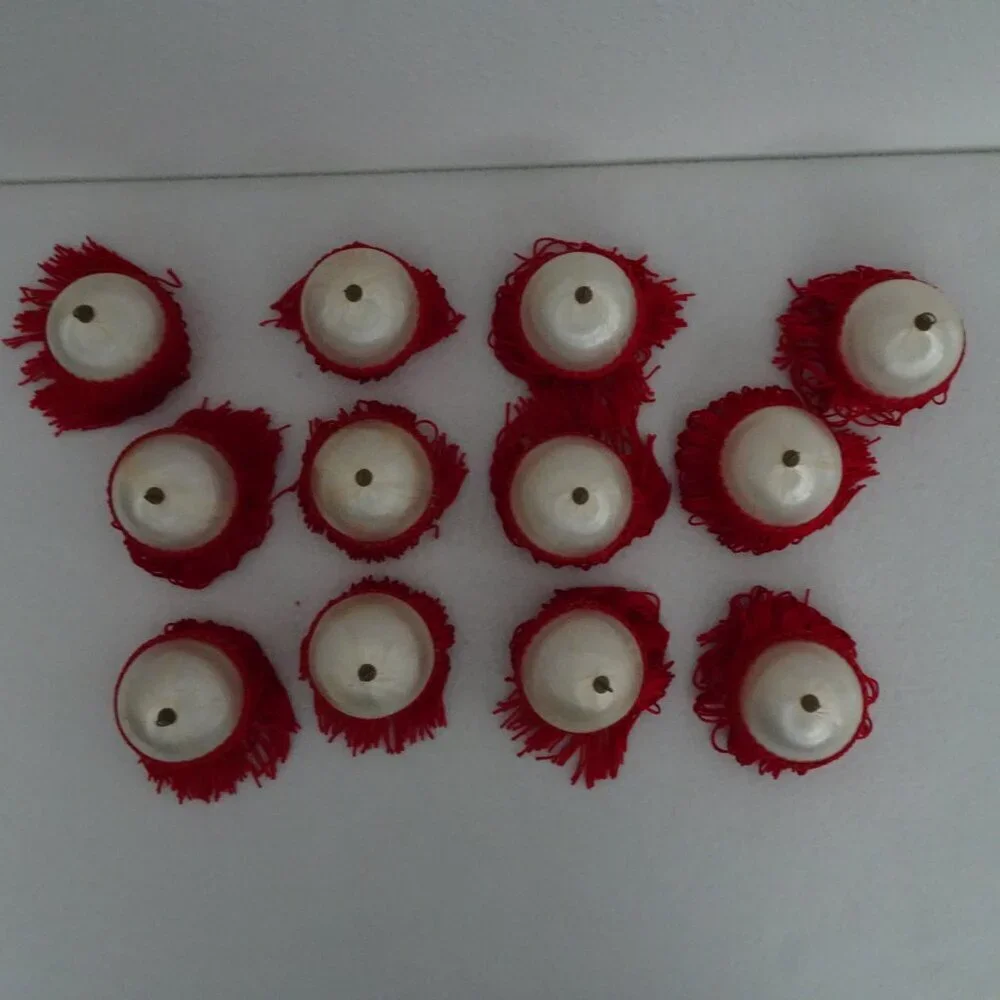 Vintage 12 Satin Ball Ornaments with Fringe Handmade Christmas Holiday Festive